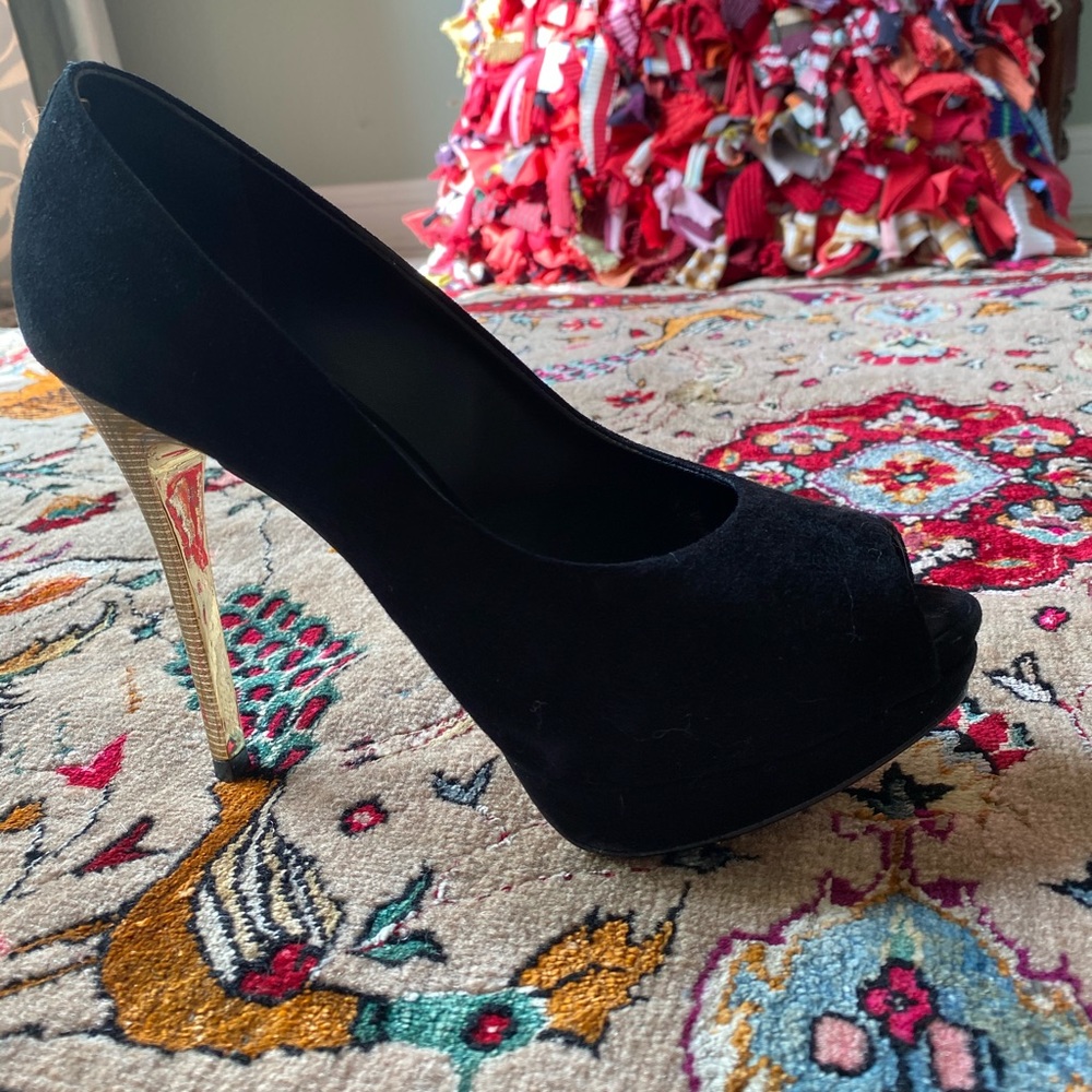 CosmoParis platform pump in black suede size 38